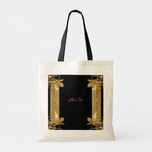 Sac fourre-tout floral orné or et noir