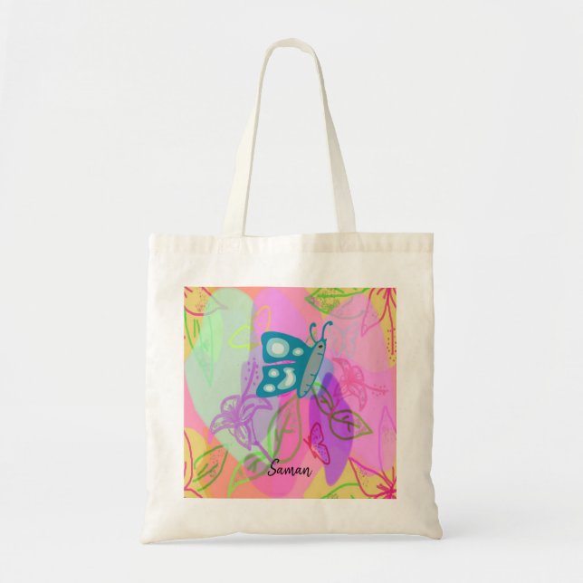 Sac fourre-tout floral papillon bleu (Devant)
