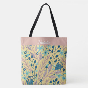 Sac fourre-tout floral peint simple Monogramme