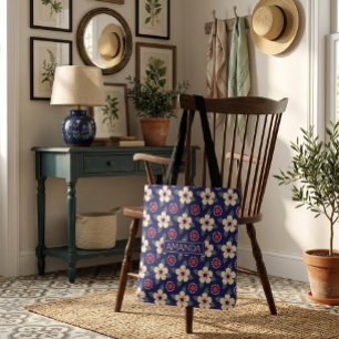 Sac fourre-tout floral personnalisé avec nom