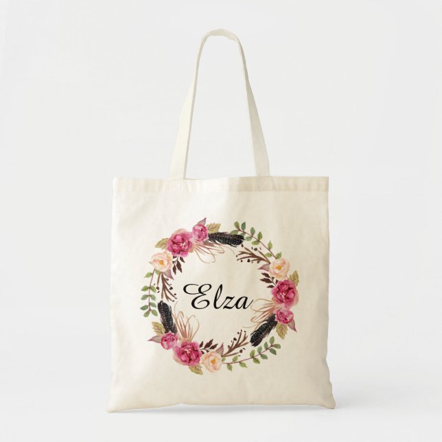 Sac fourre-tout floral personnalisé Bridesmaid bie (Devant)