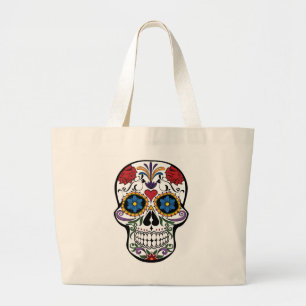 Sac fourre-tout floral personnalisé de crâne à