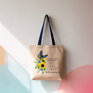 Sac fourre-tout floral personnalisé 'Je t'aime Mam