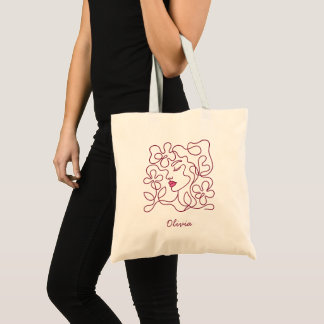 Sac fourre-tout floral personnalisé | Nom personna