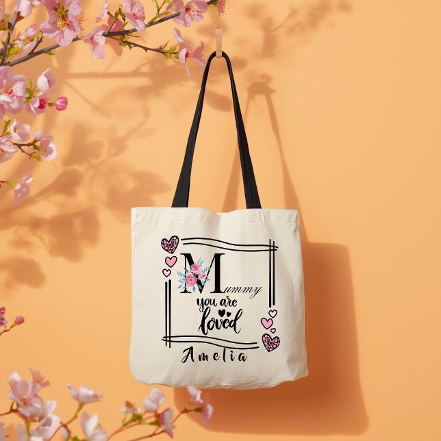 Sac fourre-tout floral personnalisé pour maman (Créateur téléchargé)