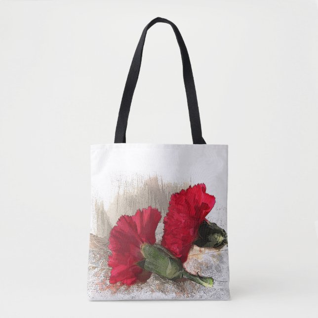 Sac fourre-tout Floral Red Carnation Garden Flower (Devant)