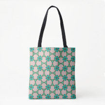 Sac fourre-tout floral rétro vert menthe et rouge