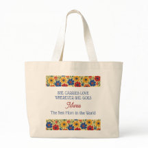 Sac fourre-tout floral réversible personnalisé pou