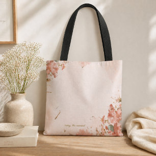 Sac fourre-tout floral romantique rose poudré aqua