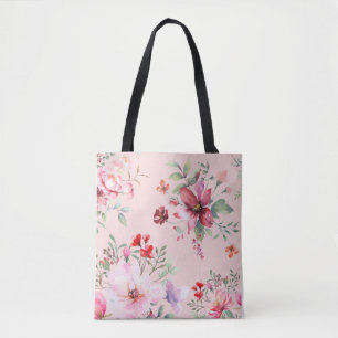 Sac fourre-tout floral rose doux et classique