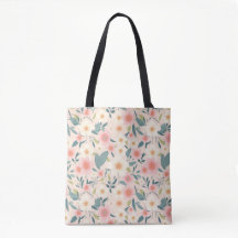 Sac fourre-tout floral rose - sur l'épaule