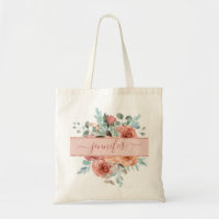 Sac fourre-tout Floral Rose sur mesure. Bridesmaid