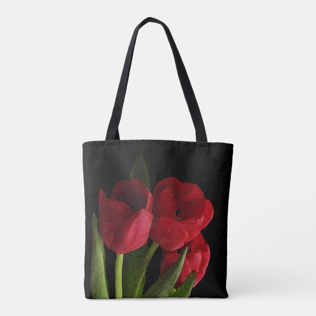Sac fourre-tout Floral Rouge Jardin Tulipe Fleurs (Dos)