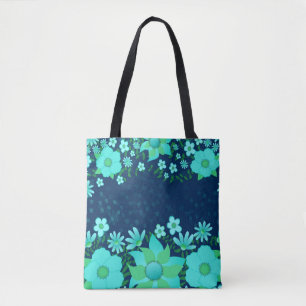 Sac fourre-tout floral tropical turquoise et marin
