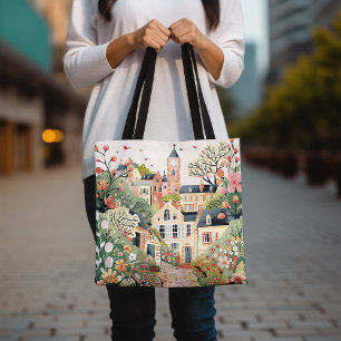 Sac fourre-tout Floral Village, Cottagecore Fourre