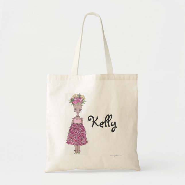Sac fourre-tout Flower Girl - Personnalisé - Kelly (Devant)