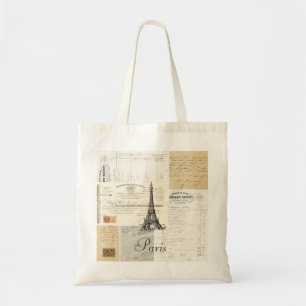 Sac fourre-tout français vintage à éphémères de