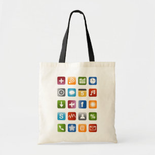 Sac fourre-tout Geeky hipster avec icônes smartpho