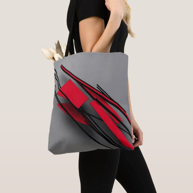 Sac fourre-tout géométrique abstrait moderne rouge (De près)