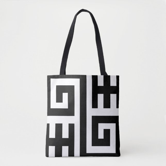 Sac fourre-tout géométrique noir et blanc chic (Devant)