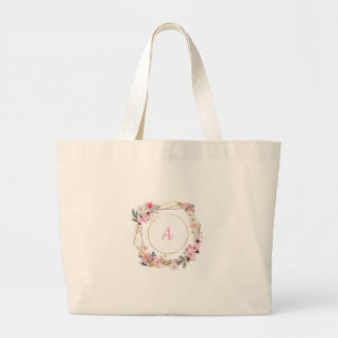 Sac fourre-tout géométrique or floral rose