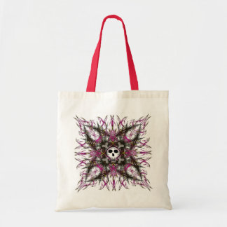 Sac fourre-tout gothique rose à fractale de crâne