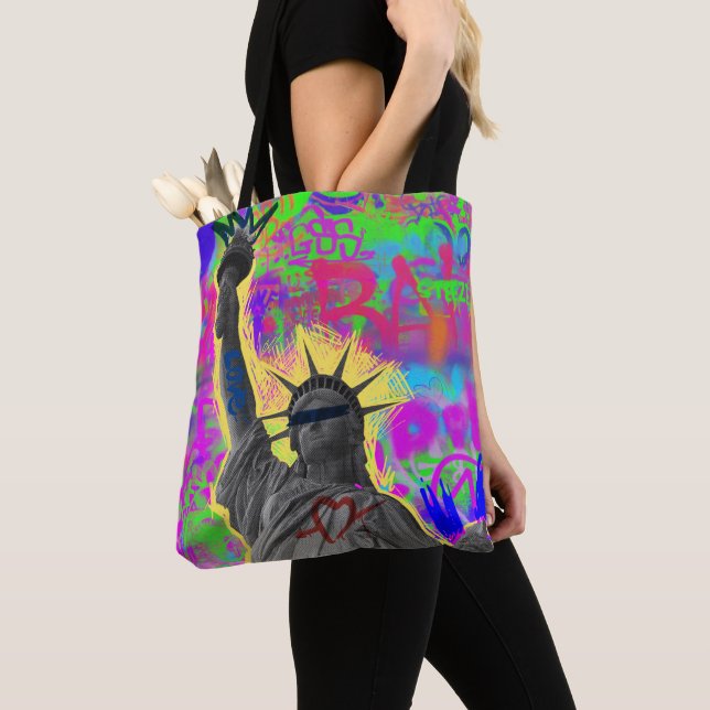 Sac fourre-tout graffiti Neon Liberty (De près)