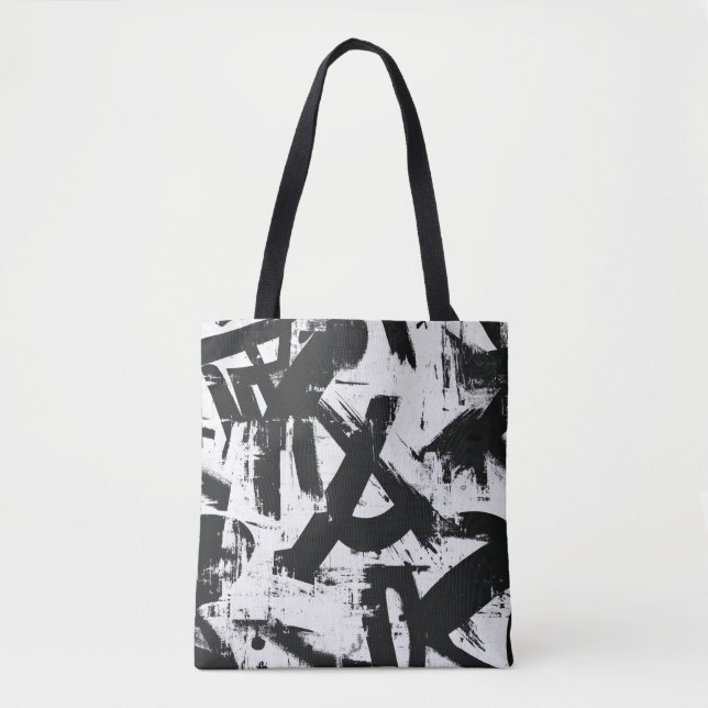 Sac fourre-tout Graffiti urbain - noir et blanc Ab (Devant)