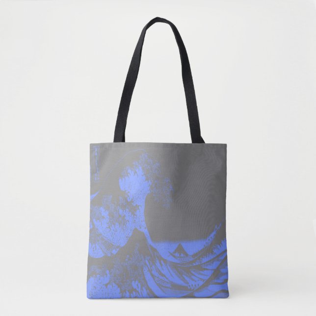 Sac fourre-tout Grande vague bleu & gris (Devant)