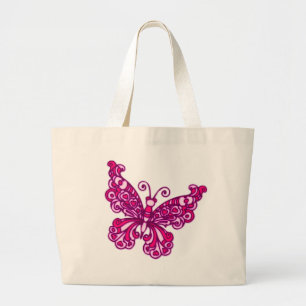 Sac fourre-tout graphique rose papillon