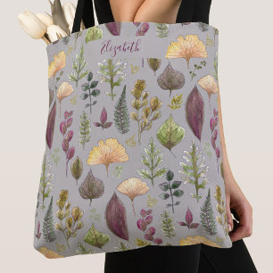 Sac fourre-tout gris à motif de feuilles d'automne