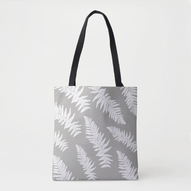 Sac fourre-tout Gris d'impression de feuilles de f (Devant)
