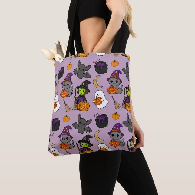 Sac fourre-tout Halloween coloré mignon (De près)