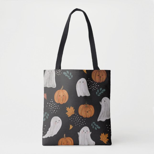 Sac fourre-tout Halloween – Fantômes, citrouilles  (Devant)