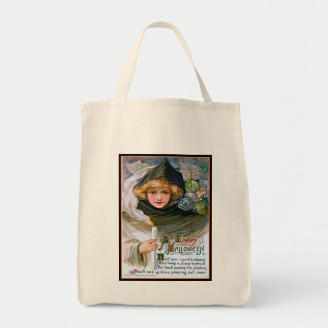 Sac fourre-tout Halloween Fille et Gobelins (Devant)