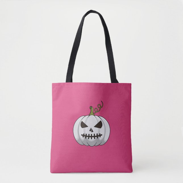 Sac fourre-tout Halloween rose avec Citrouille bla (Devant)