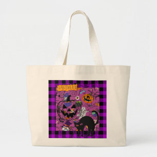 Sac fourre-tout Happy Halloween et chat noir