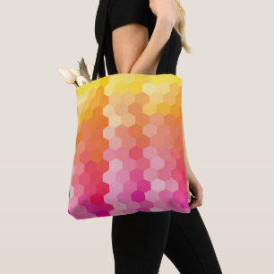 Sac fourre-tout Hexagon rose et jaune géométrique 