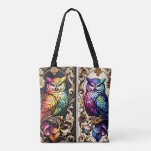 Sac fourre-tout Hiboux Arc-en-ciel Art Déco