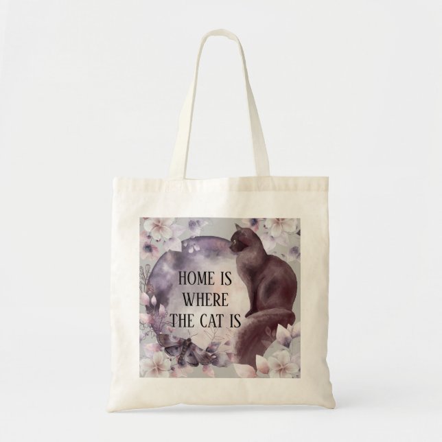 Sac fourre-tout Home est là où le chat est aquarel (Devant)