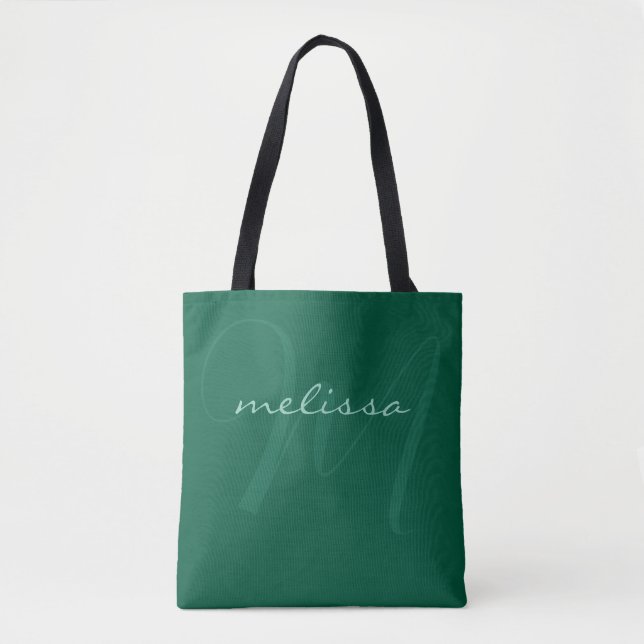 Sac fourre-tout Hunter-Green Nom simple Monogramme (Devant)