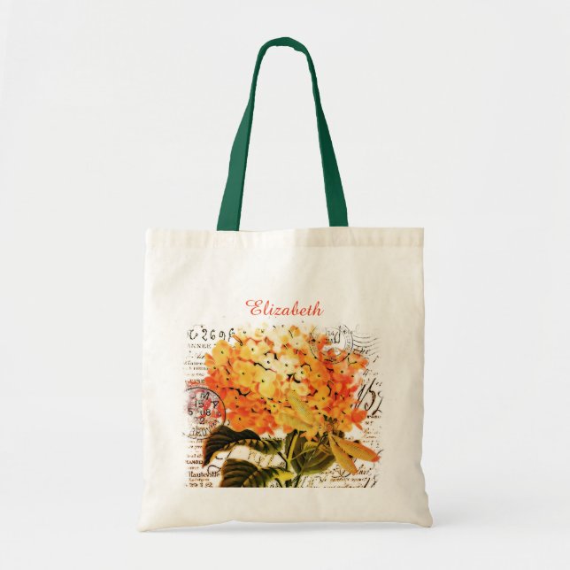 Sac fourre-tout hydrangea orange personnalisé et l (Devant)