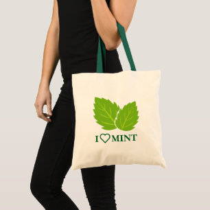 Sac fourre-tout I heart mint avec logo de feuilles