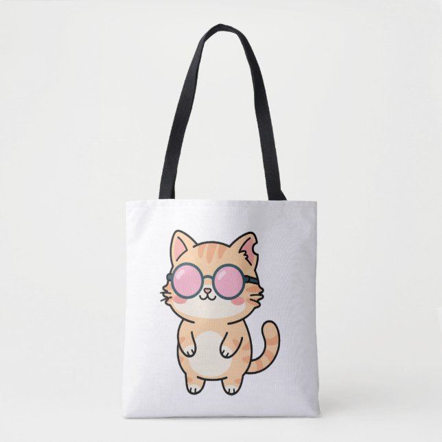 Sac fourre-tout illustré de chat cool Kawaii (Devant)