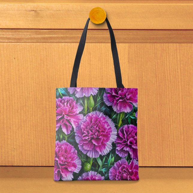 Sac fourre-tout image de oeillets roses n° 3 (Tote bag with pink carnations)