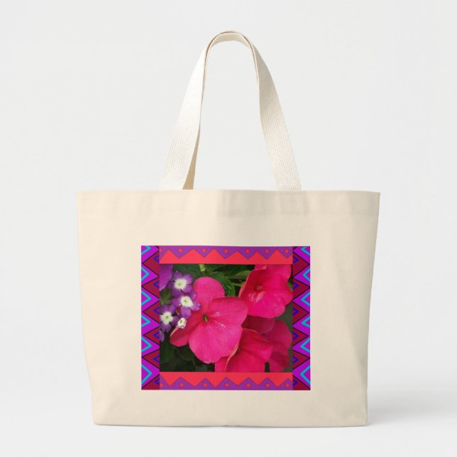 Sac fourre-tout : : Impatiens rose avec la (Devant)