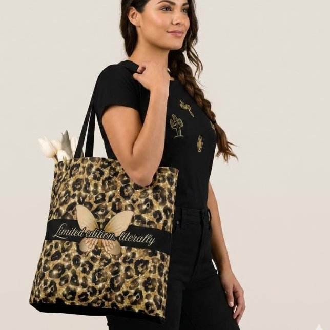 Sac fourre-tout imprimé guépard papillon (Butterfly Cheetah Print Tote Bag)