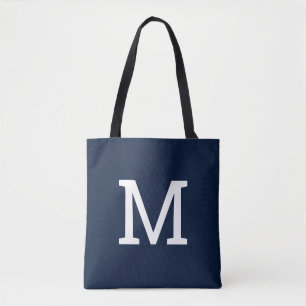 Sac fourre-tout initial du monogramme bleu de la m