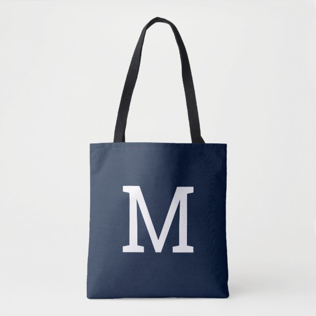 Sac fourre-tout initial du monogramme bleu de la m (Devant)