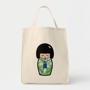 Sac fourre-tout japonais (bleu) à poupée de Kawa